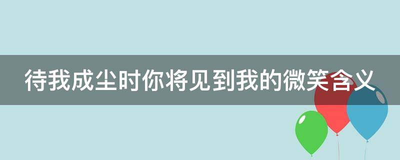 待我成尘时你将见到我的微笑含义（待我成尘时你将见到我的微笑含义什么意思）