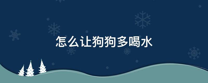 怎么让狗狗多喝水（让狗狗多喝水的七个窍门）