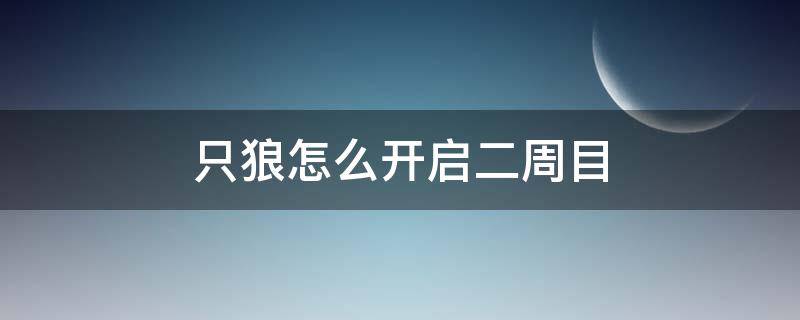 只狼怎么开启二周目（只狼怎么开启二周目物品）