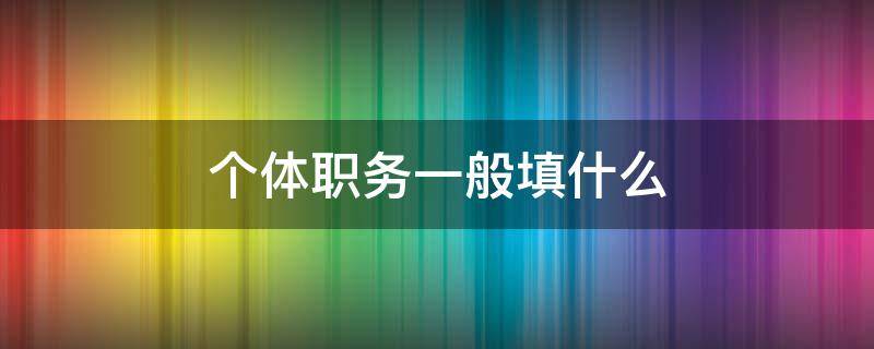 个体职务一般填什么 个体职业怎么填职务