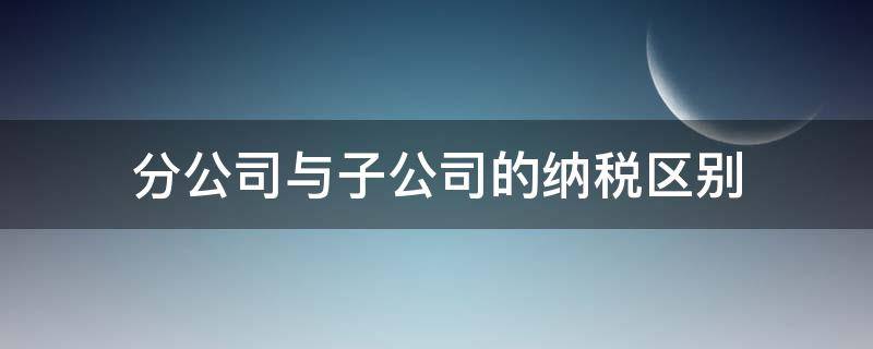 分公司与子公司的纳税区别 分公司和子公司的税务区别