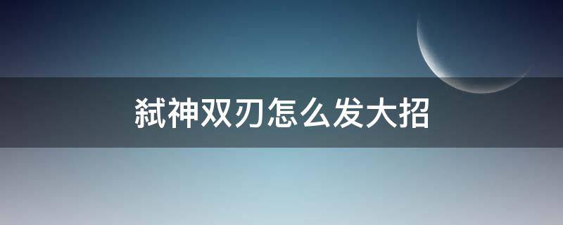 弑神双刃怎么发大招（双刃怎么触发大招）