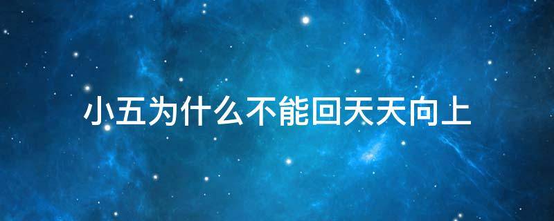 小五为什么不能回天天向上 小五为啥不回天天向上