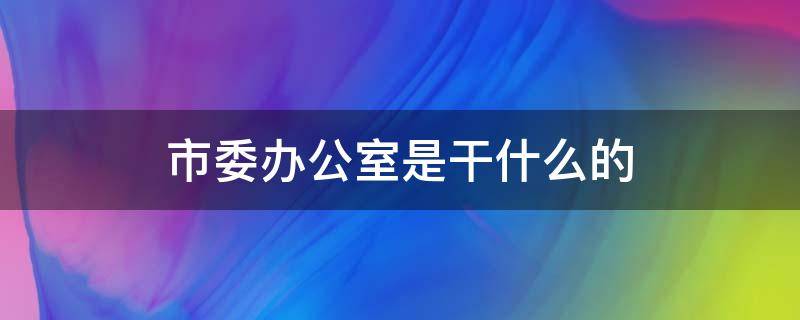 市委办公室是干什么的 市委办公室里的人干啥工作的