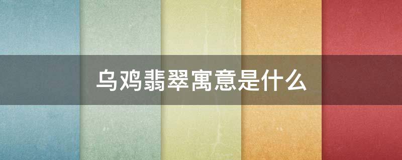 乌鸡翡翠寓意是什么（翡翠乌鸡的含义）