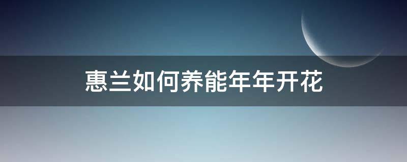 惠兰如何养能年年开花（大花惠兰如何养能年年开花）