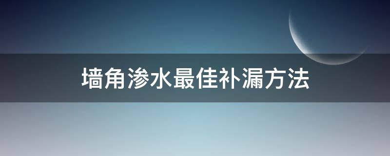 墙角渗水最佳补漏方法 墙角漏水如何修补