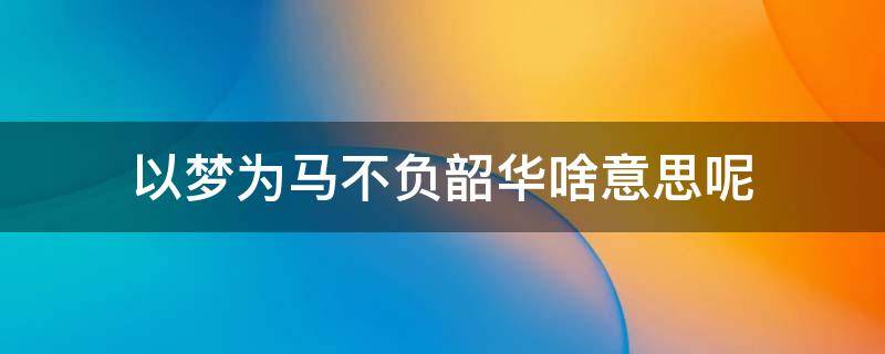 以梦为马不负韶华啥意思呢（以梦为马不负韶华啥意思）