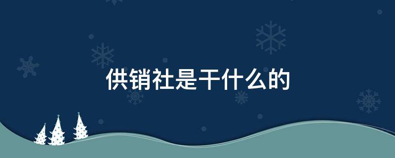 供销社是干什么的（现在供销社是干什么的）