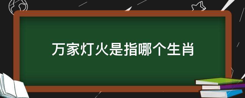 万家灯火是指哪个生肖 万家灯火是指哪个生肖准备答案