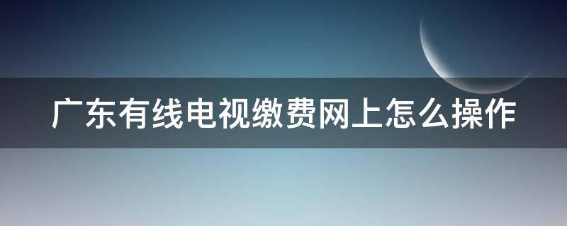 广东有线电视缴费网上怎么操作（广东有线电视费用查询）
