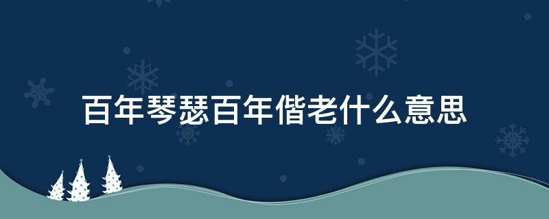 百年琴瑟百年偕老什么意思（琴瑟和鸣,百年偕老）