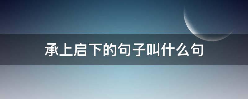 承上启下的句子叫什么句（承上启下的句子叫什么句?）