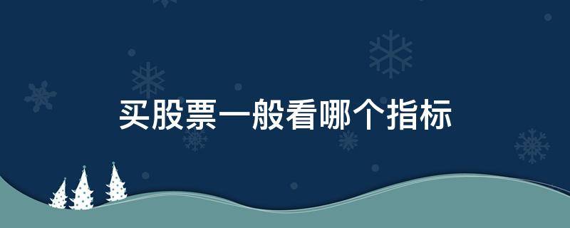 买股票一般看哪个指标（买入股票看哪个指标最好）