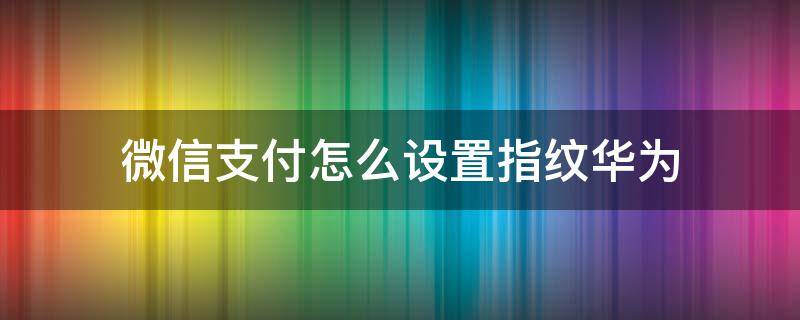 微信支付怎么设置指纹华为（微信如何指纹支付设置华为）