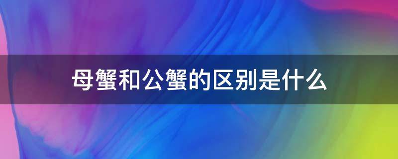 母蟹和公蟹的区别是什么 公蟹和母蟹怎样区分