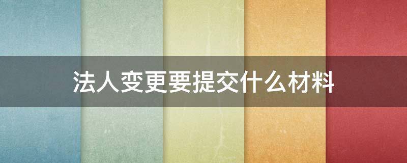 法人变更要提交什么材料（变更法人需要提交什么材料）