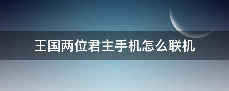 王国两位君主手机怎么联机 王国两位君主两个手机如何连机