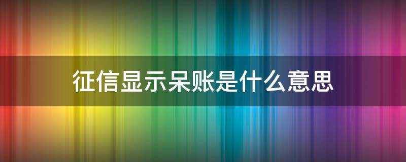 征信显示呆账是什么意思（个人征信显示呆账是什么意思）