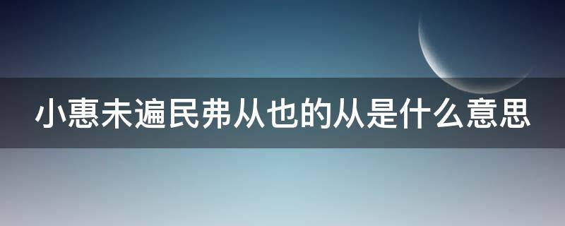 小惠未遍民弗从也的从是什么意思（小惠未遍民弗从也读音）