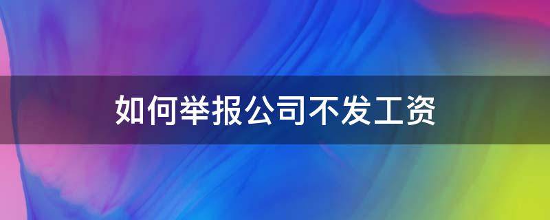 如何举报公司不发工资（举报公司不给发工资）