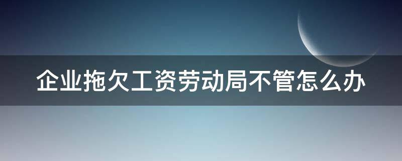 企业拖欠工资劳动局不管怎么办 企业拖欠工资劳动局不管怎么办理