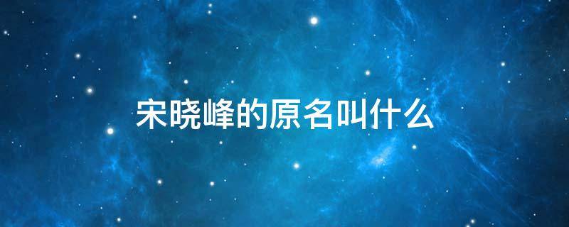 宋晓峰的原名叫什么 宋晓峰真名就叫宋晓峰吗?