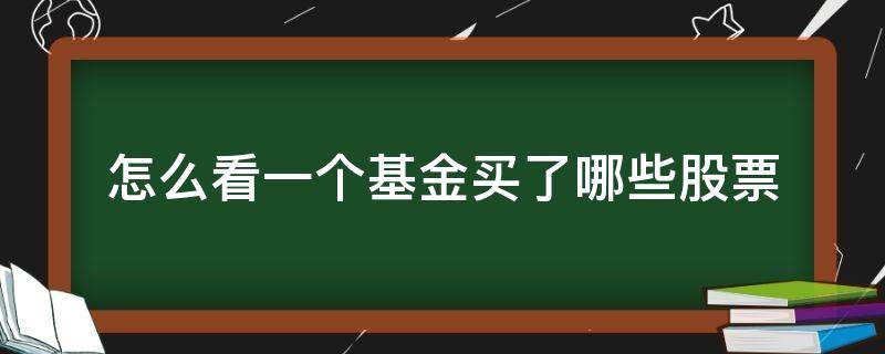 怎么看一个基金买了哪些股票（怎么看一只股票有哪些基金买）