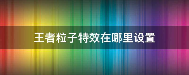 王者粒子特效在哪里设置（新版王者粒子特效在哪里设置）