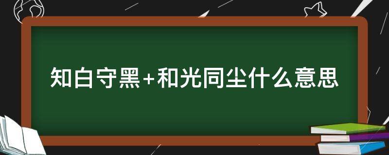 知白守黑 知白守黑小说