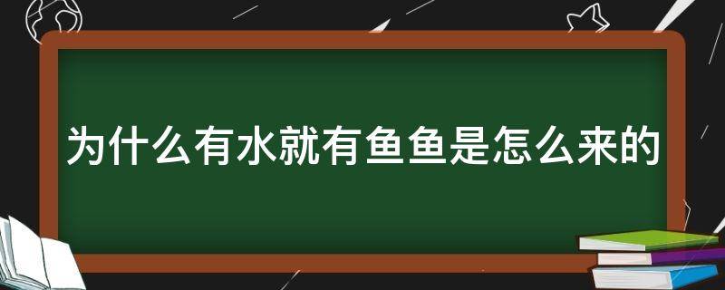 为什么有水就有鱼鱼是怎么来的 为什么有水就有鱼有虾