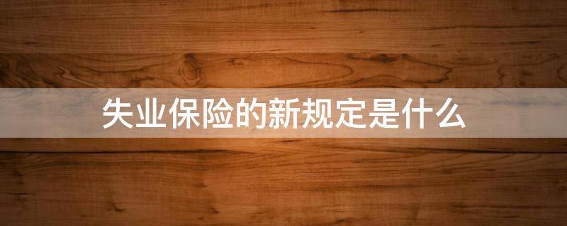 失业保险的新规定是什么（新失业保险条例）