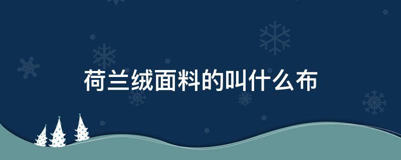 荷兰绒面料的叫什么布（荷兰绒是什么材质）