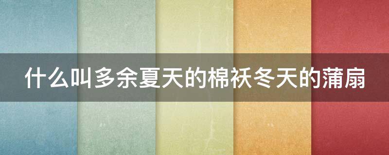 什么叫多余夏天的棉袄冬天的蒲扇 什么叫多余夏天的棉被冬天的蒲扇