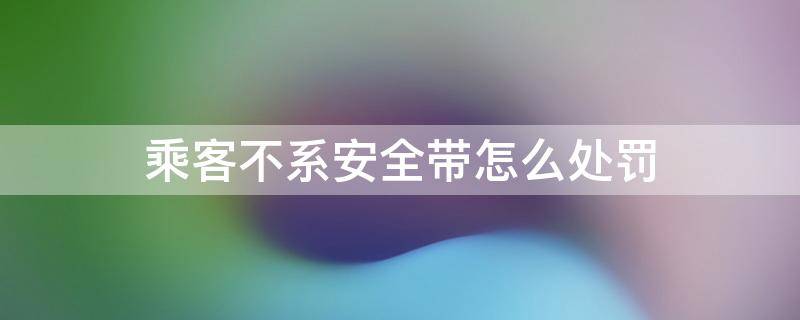 乘客不系安全带怎么处罚 汽车后排乘客不系安全带怎么处罚