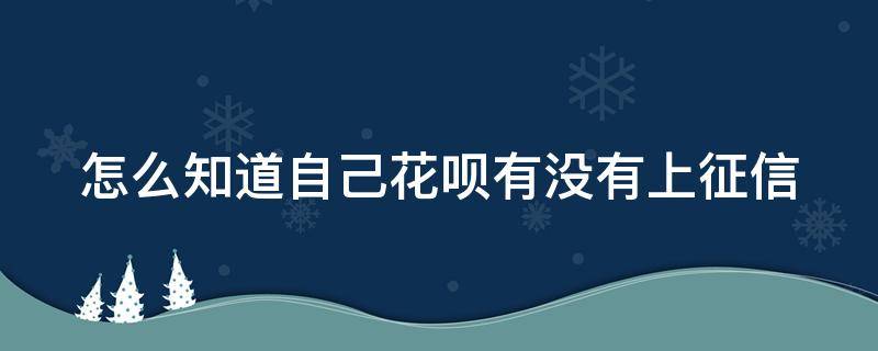 怎么知道自己花呗有没有上征信（怎么知道自己花呗有没有上征信呢）