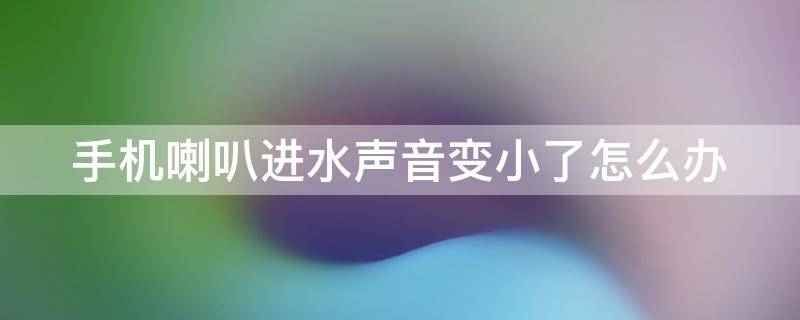 手机喇叭进水声音变小了怎么办（手机喇叭进水声音嘶哑怎么办）