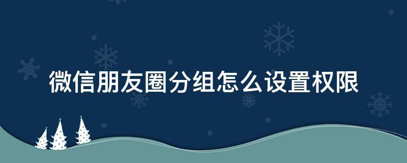微信朋友圈分组怎么设置权限（怎样设置微信朋友圈分组权限）