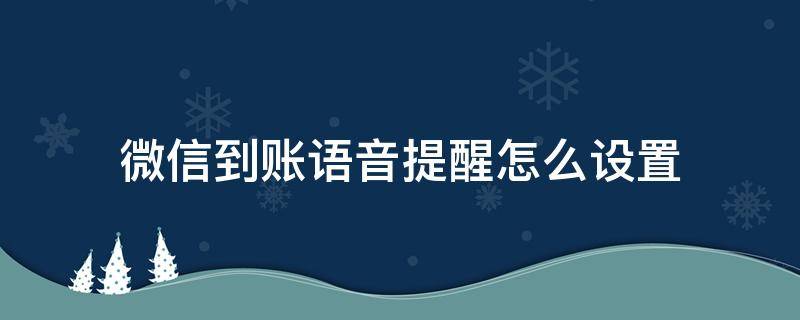 微信到账语音提醒怎么设置（微信怎样设置语音到账提醒）