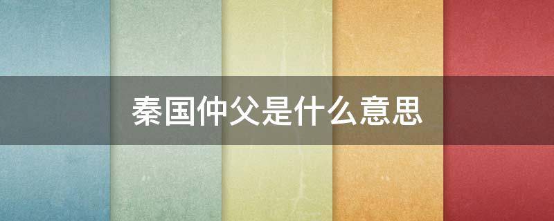秦国仲父是什么意思（秦朝仲父是什么意思啊）