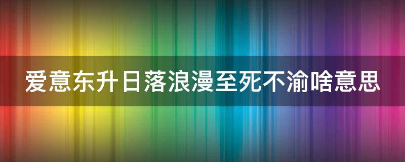 爱意东升日落浪漫至死不渝啥意思 爱意东升日落 浪漫至死不渝 什么意思