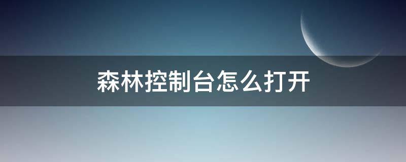森林控制台怎么打开（森林控制台在哪）