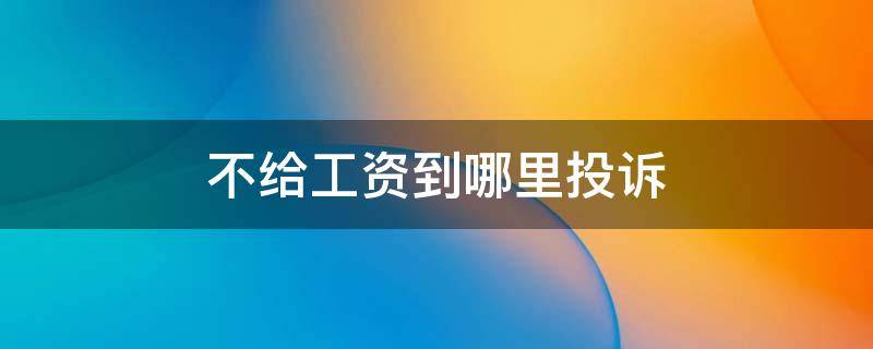 不给工资到哪里投诉 不给工资去哪投诉