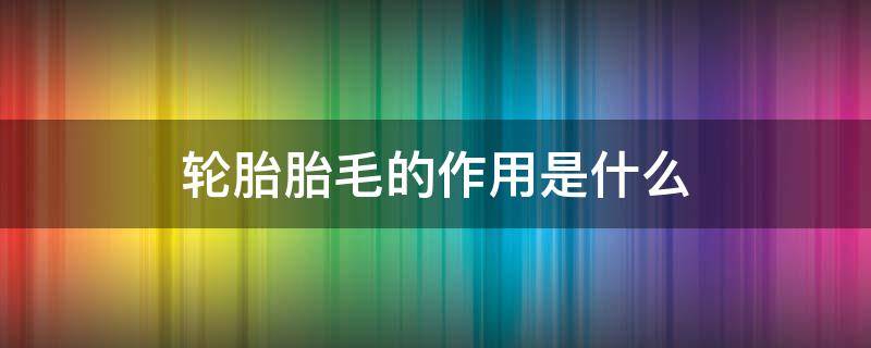 轮胎胎毛的作用是什么 轮胎上的胎毛是干什么用的
