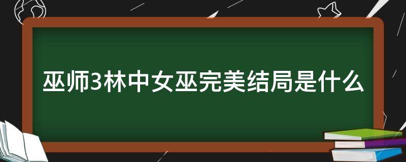 巫师3林中女巫完美结局是什么（巫师3女巫完美结局）