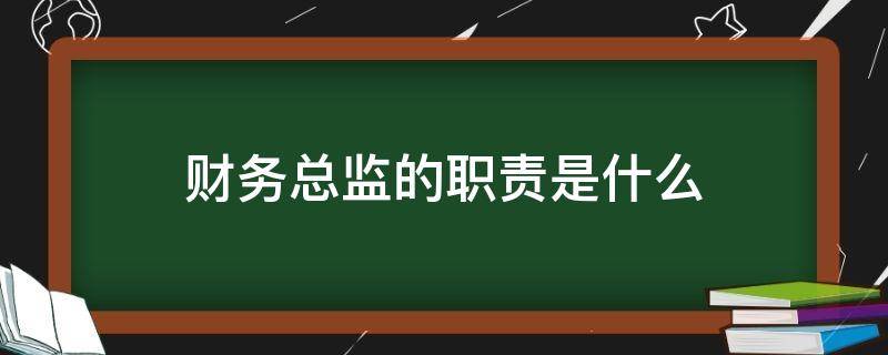 财务总监的职责是什么（工程财务总监的职责是什么）