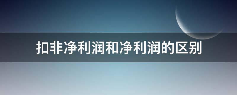 扣非净利润和净利润的区别（什么是扣非净利润和净利润的区别）