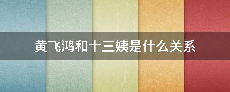 黄飞鸿和十三姨是什么关系（黄飞鸿和十三姨是什么关系8）