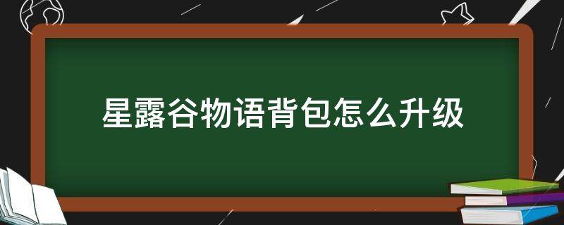 星露谷物语背包怎么升级 星露谷物语升级背包在哪