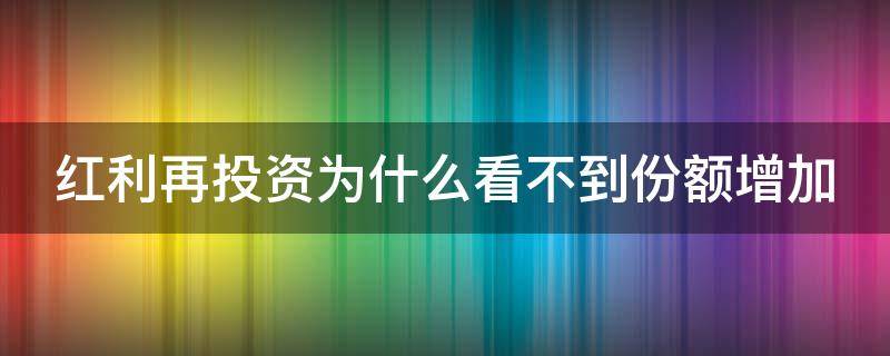 红利再投资为什么看不到份额增加 红利再投资为什么总金额没变